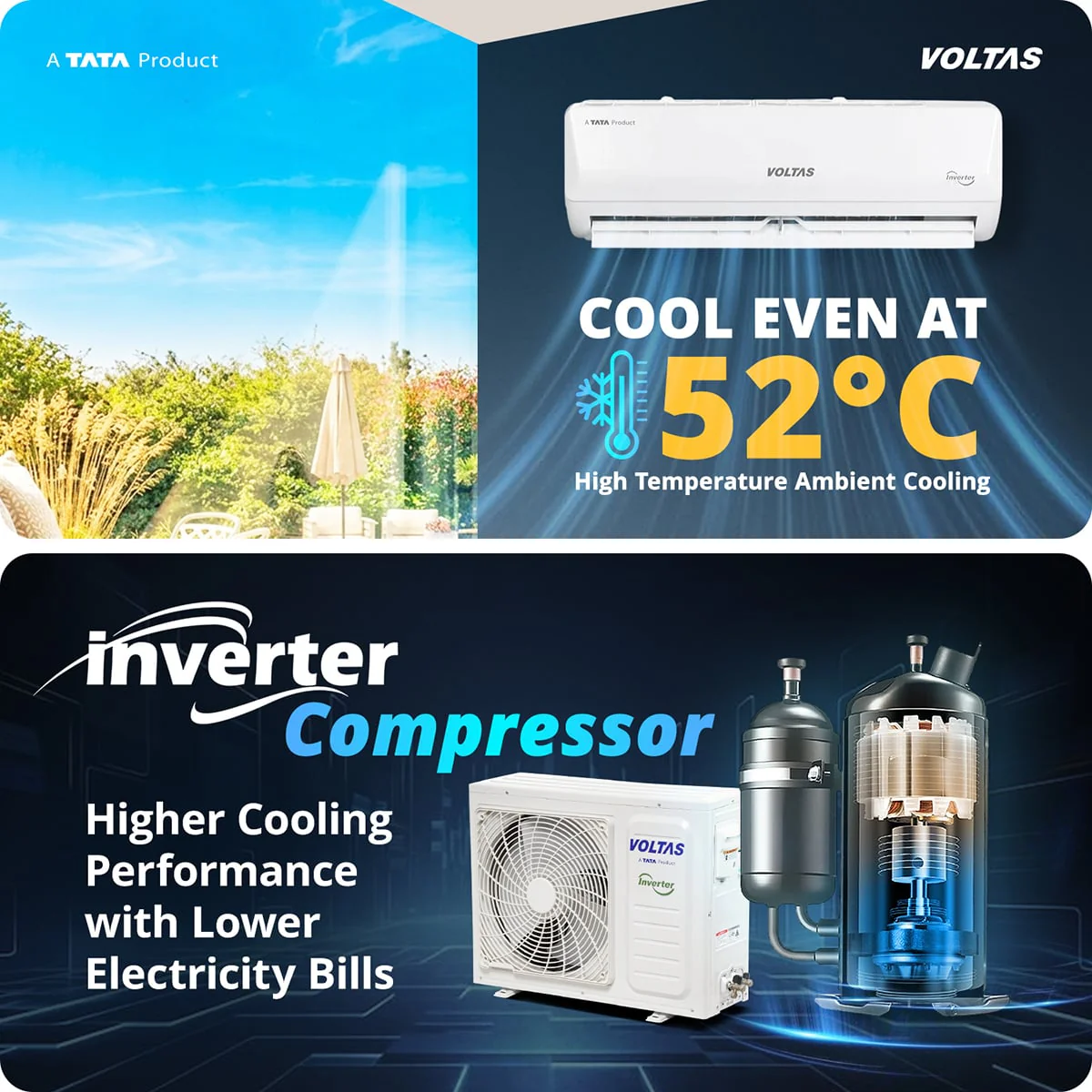 Voltas Split Air Conditioner, 1 Ton, 3 Star - 123INV Vectra Emerald - Image 7